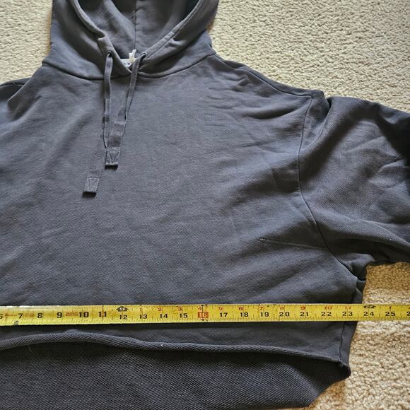 FRAME Crop Easy Hoodie in Faded Noir Large - Picture 6 of 8